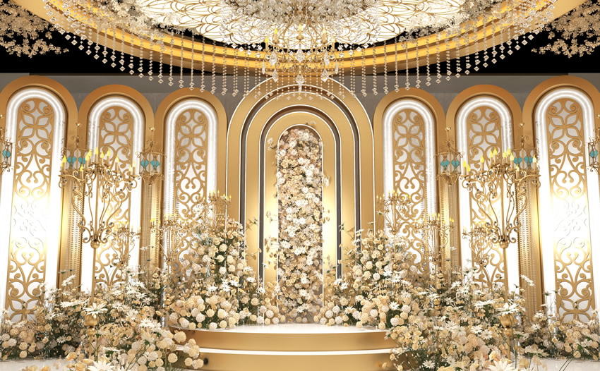 北屯香槟色调婚礼堂效果展示